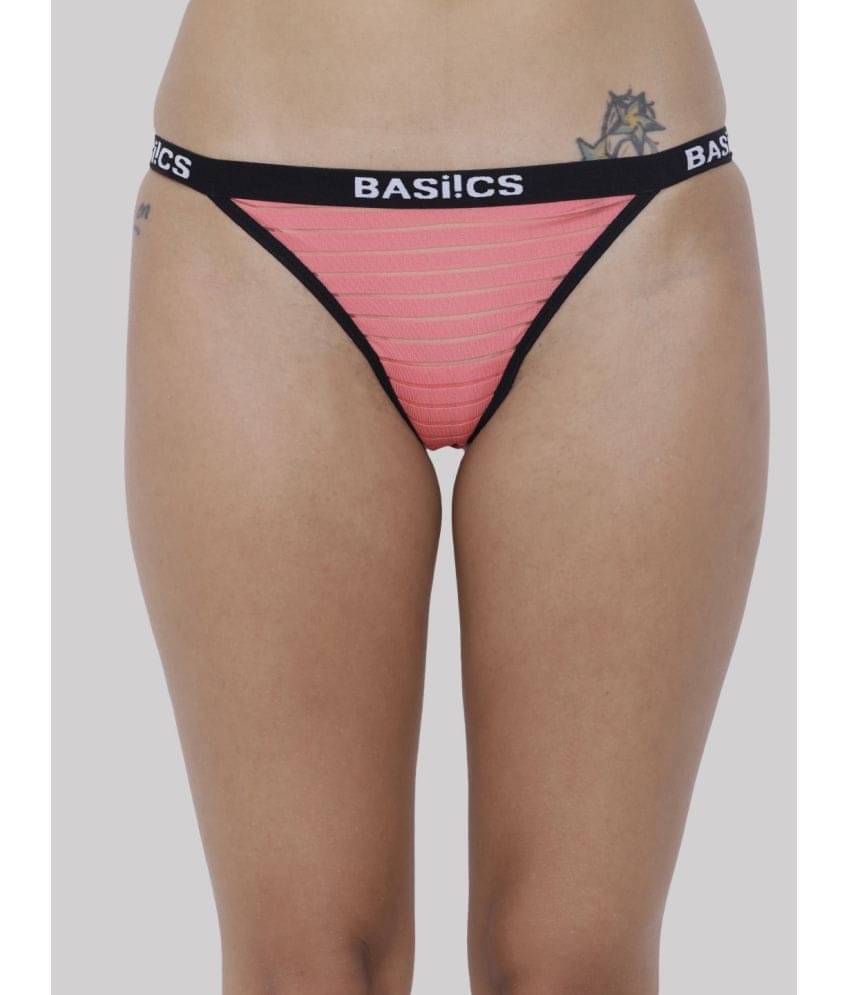 BASIICS By La Intimo Polyester Striped Women's Crotchless ( Coral ) BCPTH01 BASIICS By La Intimo Polyester Striped Women's Crotchless ( Coral ) BCPTH01