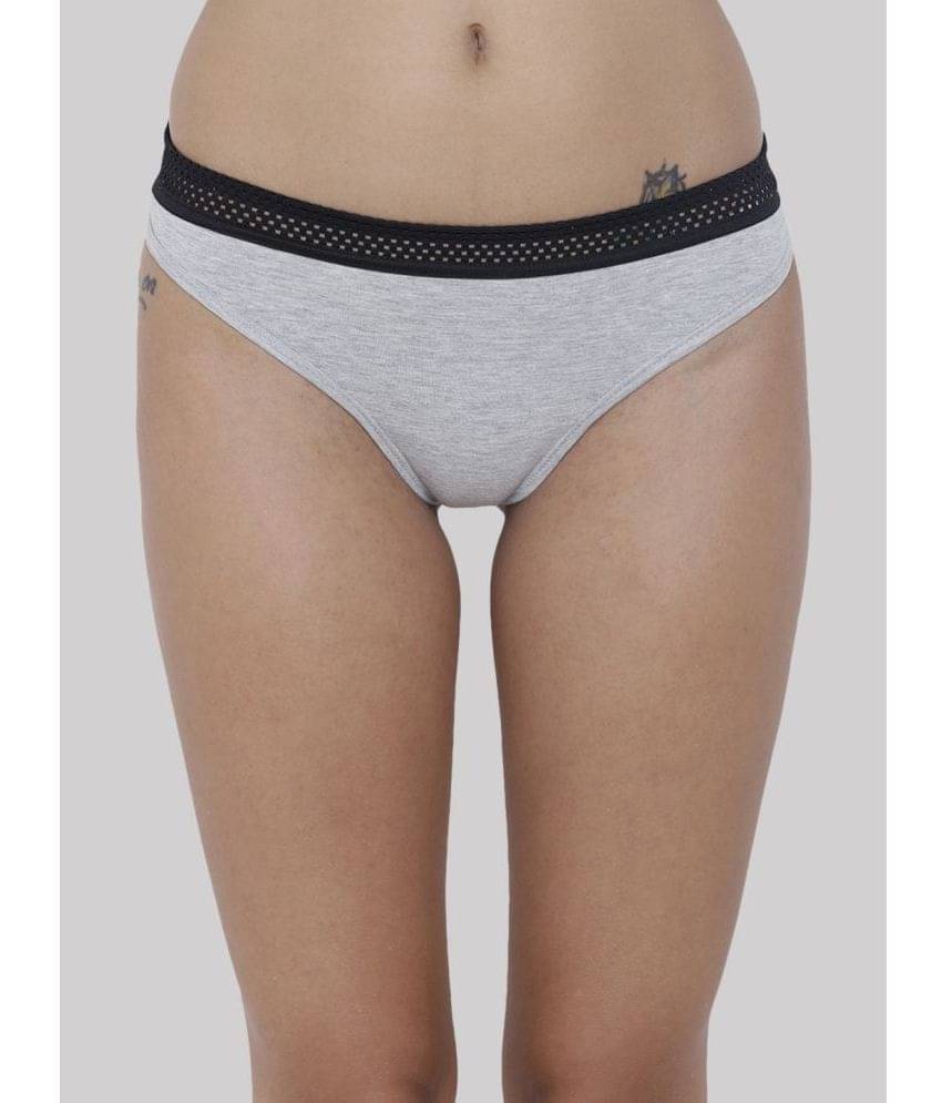     			BASIICS By La Intimo Polyester Self Design Women's Bikini ( Grey Melange ) BCPTH02
