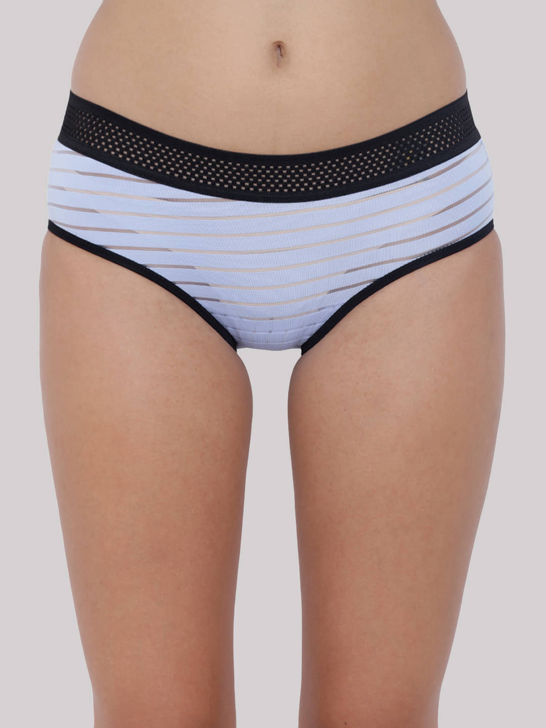BASIICS By La Intimo Polyester Striped Women's Briefs ( Light Blue ) BCPBR01 BASIICS By La Intimo Polyester Striped Women's Briefs ( Light Blue ) BCPBR01