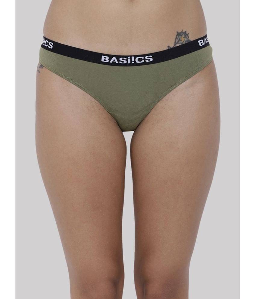     			BASIICS By La Intimo Cotton Lycra Solid Women's Bikini ( Olive ) BCPBR08