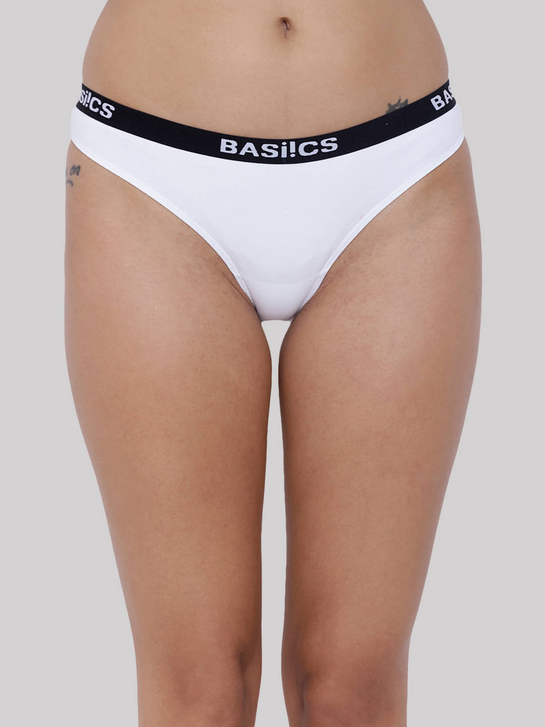     			BASIICS By La Intimo Cotton Lycra Solid Women's Bikini ( White ) BCPBR08