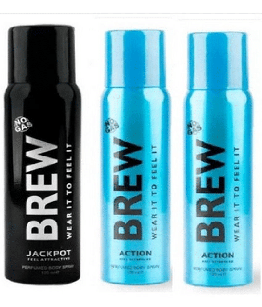     			Brew - BREW 2 ACTION & 1 JACPOT 120ML EACH, Deodorant Spray for Men,Women 450 ml ( Pack of 3 )