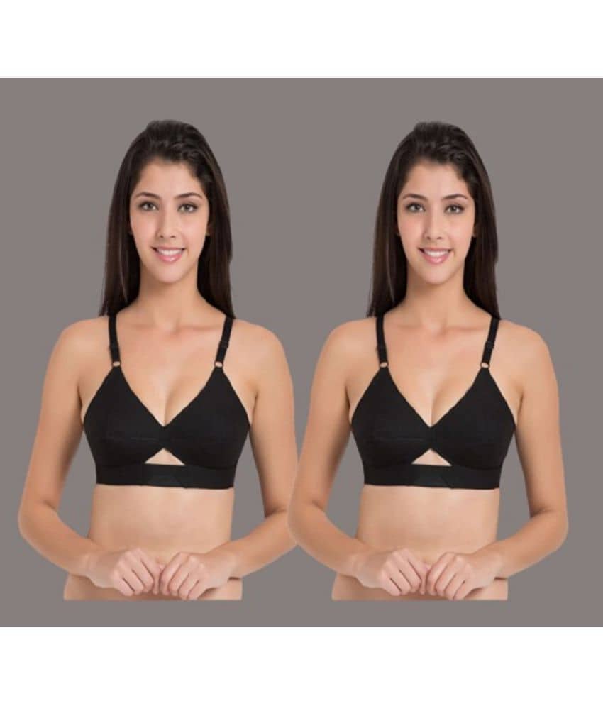 Desiprime - Black Cotton Non Padded Women's Everyday Bra ( Pack of 2 )