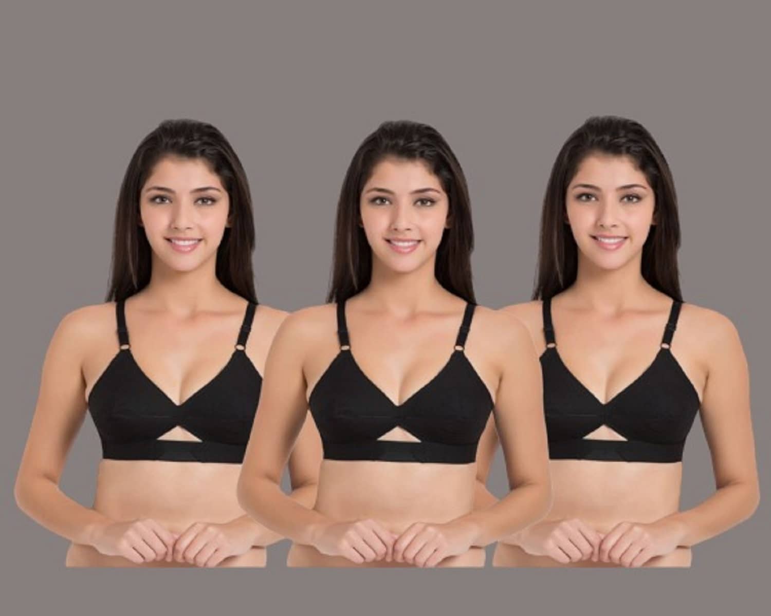 Desiprime - Black Cotton Non Padded Women's Everyday Bra ( Pack of 3 )