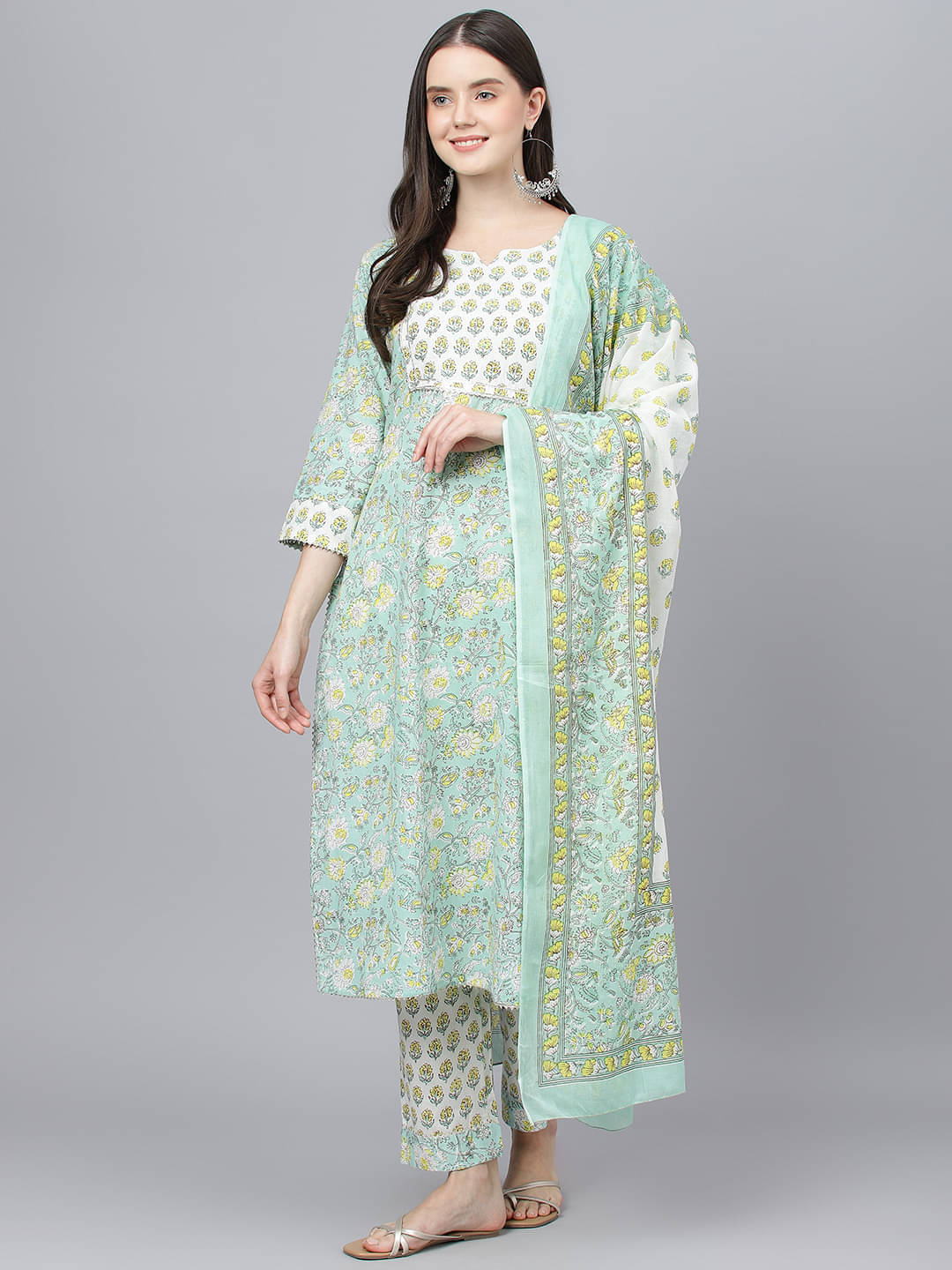 Divena - Green Straight Cotton Women's Stitched Salwar Suit ( Pack of 1 )     			Divena - Green Straight Cotton Women's Stitched Salwar Suit ( Pack of 1 )