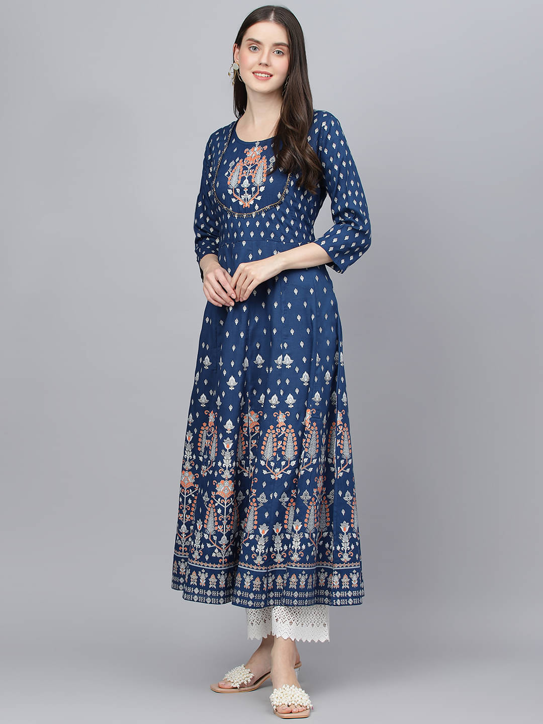     			Divena - Indigo Rayon Women's Anarkali Kurti ( Pack of 1 )