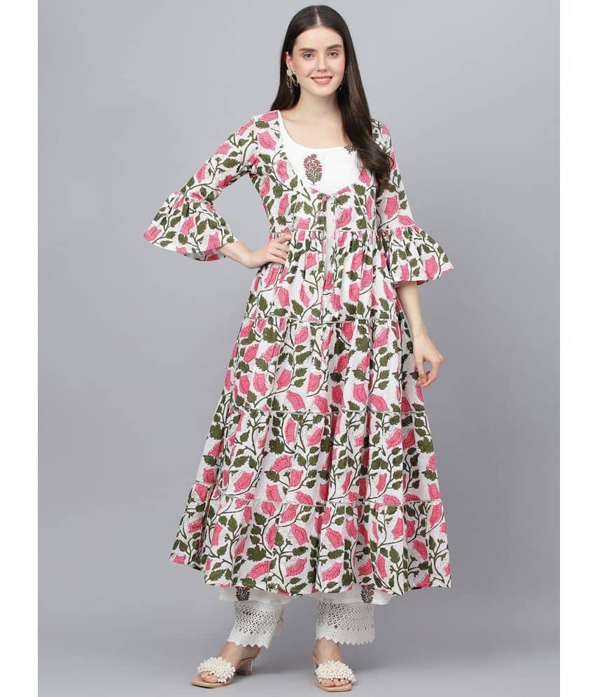 Divena - White Cotton Women's Double Layered Kurti ( Pack of 1 ) - Kurtis, Tunics | Buy online on ZillyBuy