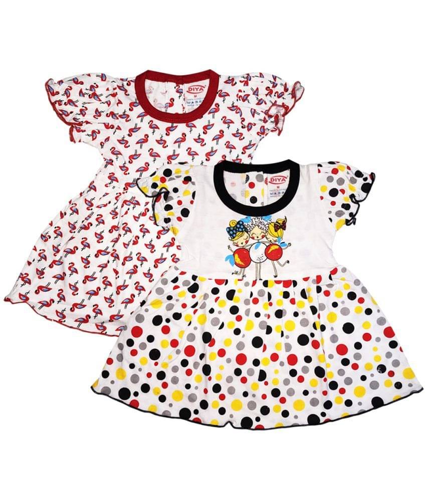     			Diya Pack of 2 Baby Girls Cotton Frock ( Red & Black )