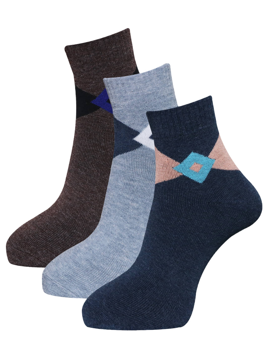 Dollar - Woollen Men's Colorblock Multicolor Ankle Length Socks ( Pack of 3 ) - Socks | Buy online on ZillyBuy