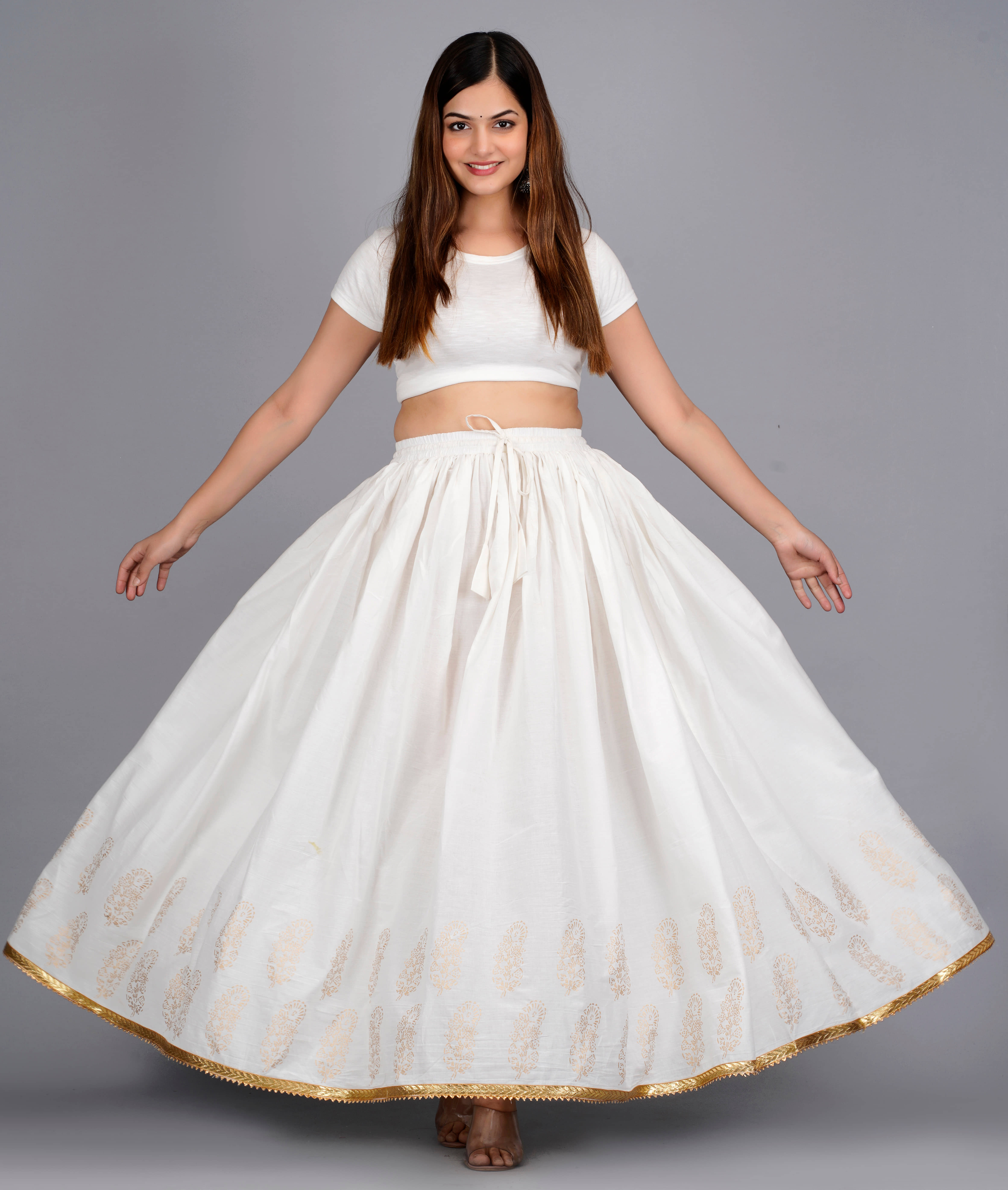 FABRR - White Cotton Women's A-Line Skirt ( Pack of 1 )