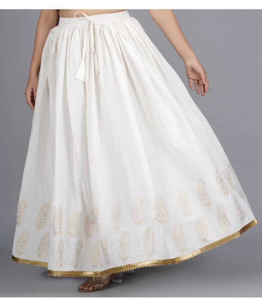 JFT JAIPUR FABTEX - White Cotton Women's A-Line Skirt ( Pack of 1 )