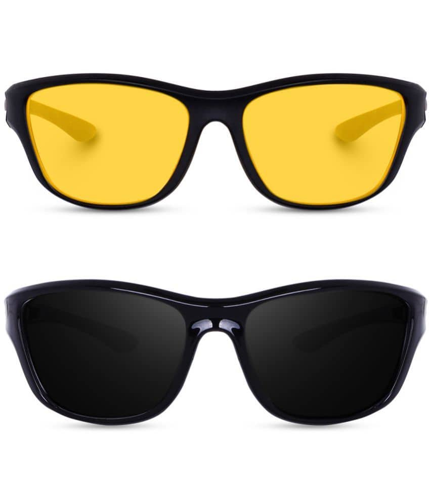 Kanny Devis - Black Wrap Around Sunglasses ( Pack of 2 ) - Sunglasses | Buy online on ZillyBuy