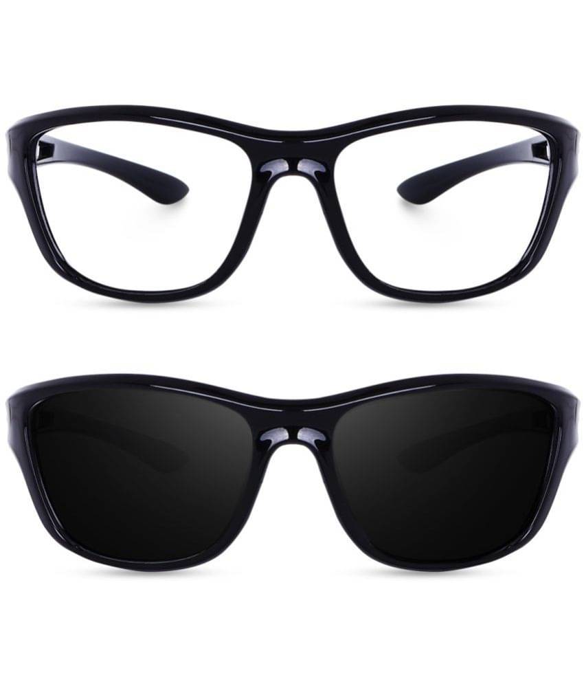 Kanny Devis - Black Wrap Around Sunglasses ( Pack of 2 ) Kanny Devis - Black Wrap Around Sunglasses ( Pack of 2 )