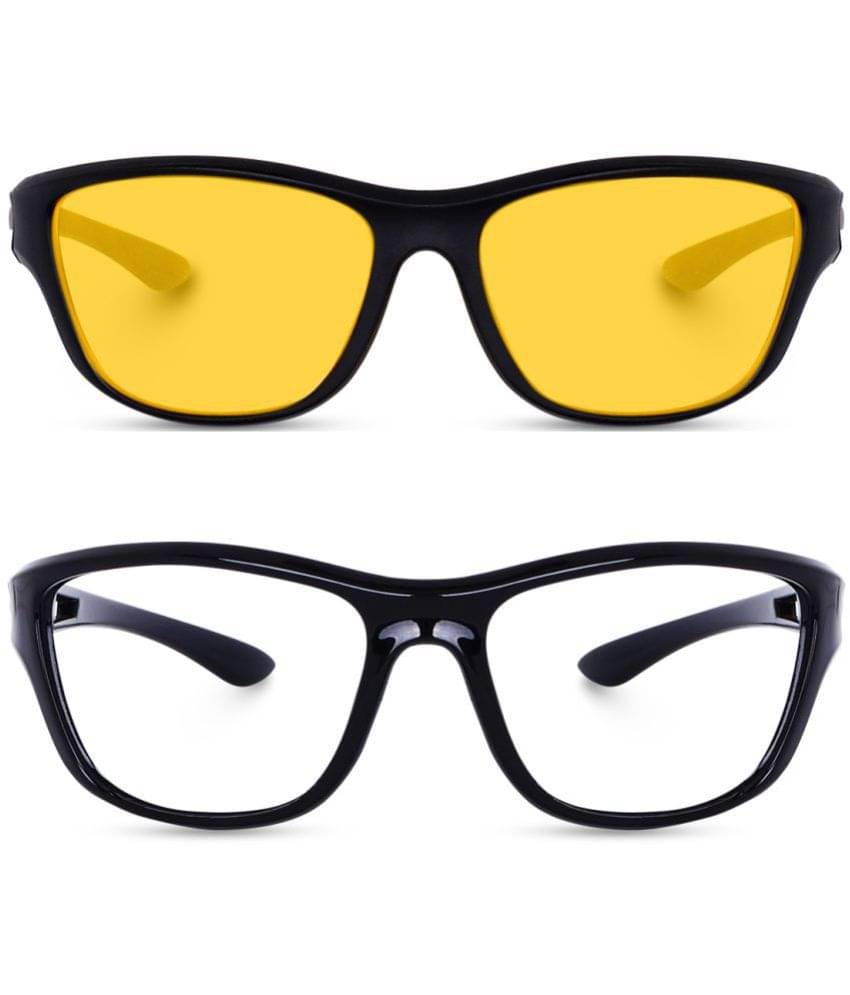 Kanny Devis - Black Wrap Around Sunglasses ( Pack of 2 ) Kanny Devis - Black Wrap Around Sunglasses ( Pack of 2 )