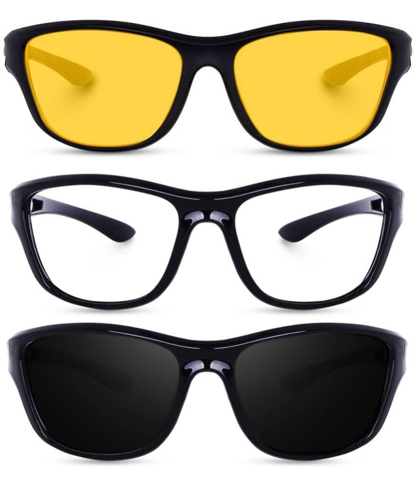     			Kanny Devis - Black Wrap Around Sunglasses ( Pack of 3 )