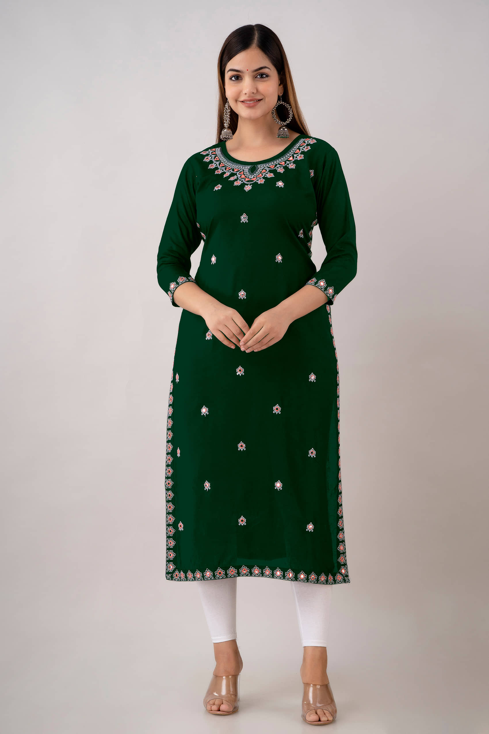 Kapadia - Green Rayon Women's Straight Kurti ( Pack of 1 ) - Kurtis, Tunics | Buy online on ZillyBuy