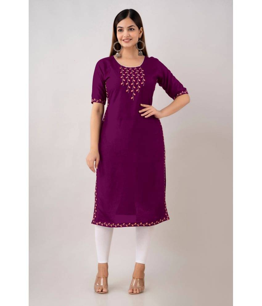 Kapadia - Purple Rayon Women's Straight Kurti ( Pack of 1 ) Kapadia - Purple Rayon Women's Straight Kurti ( Pack of 1 )