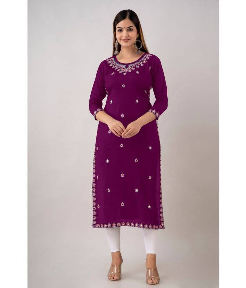     			Kapadia - Purple Rayon Women's Straight Kurti ( Pack of 1 )