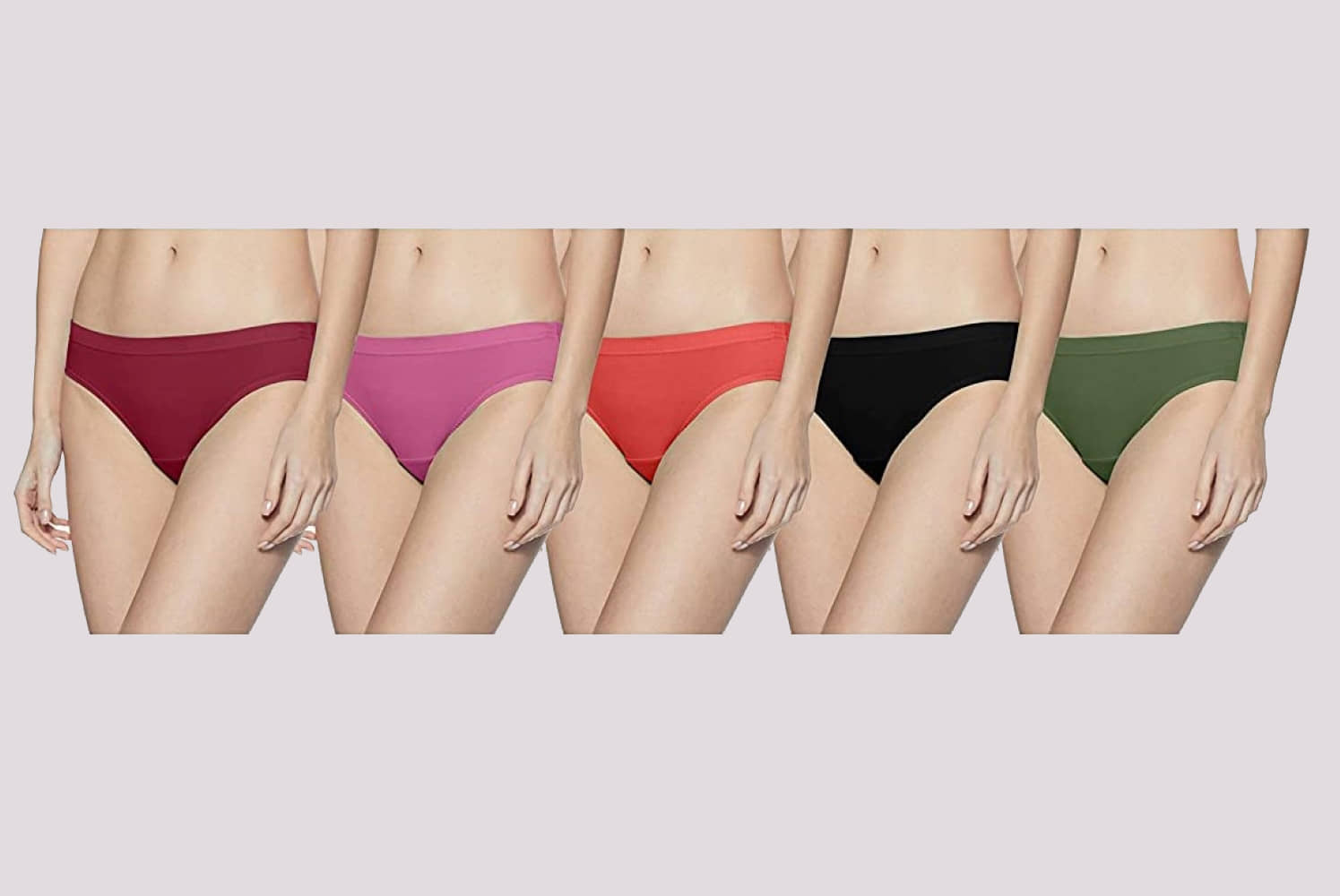 Kiran Enterprises - Multicolor Cotton Solid Women's Hipster ( Pack of 5 )