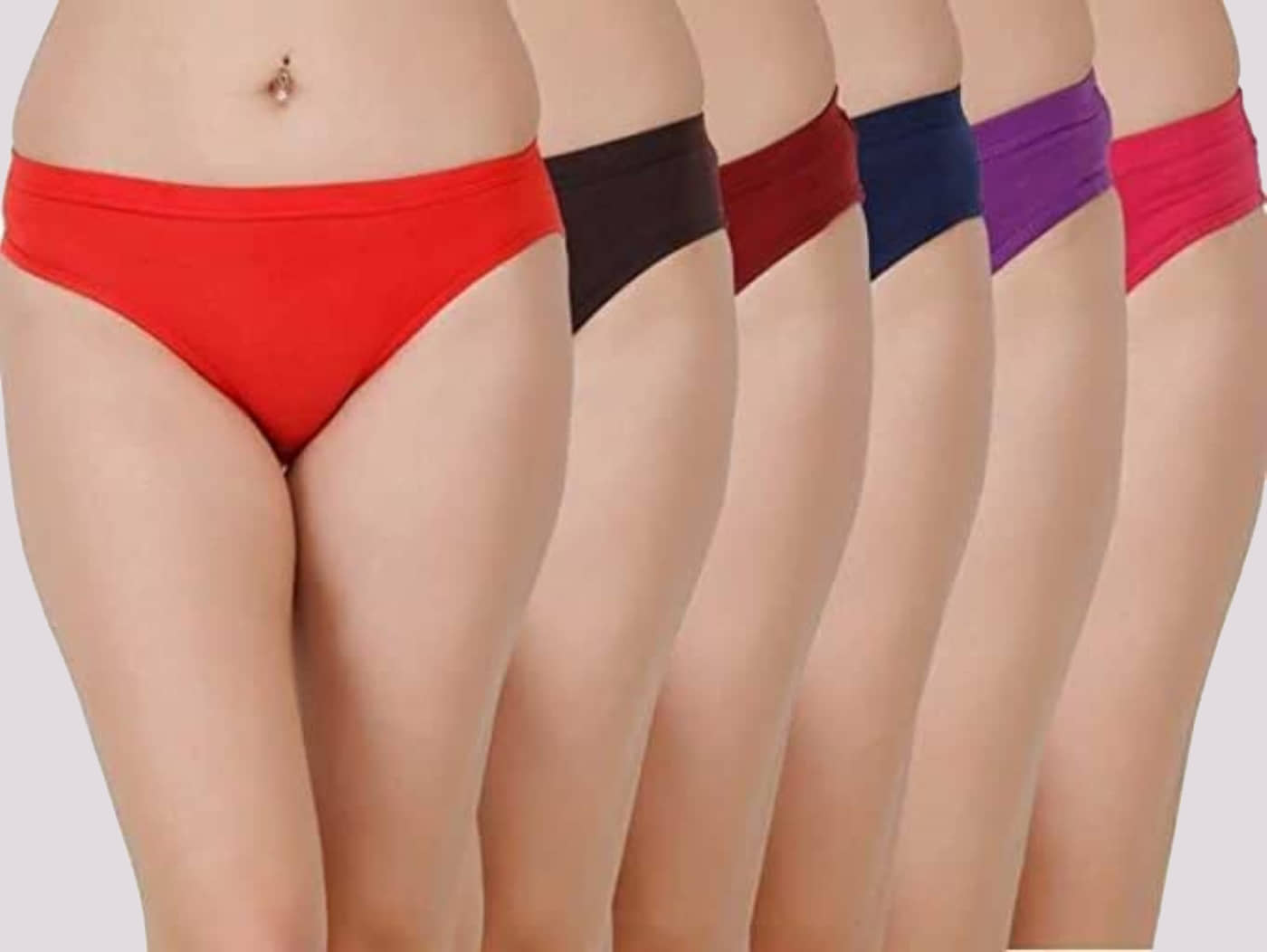 Kiran Enterprises Pack of 6 Cotton Solid Women's Hipster ( Multicolor )