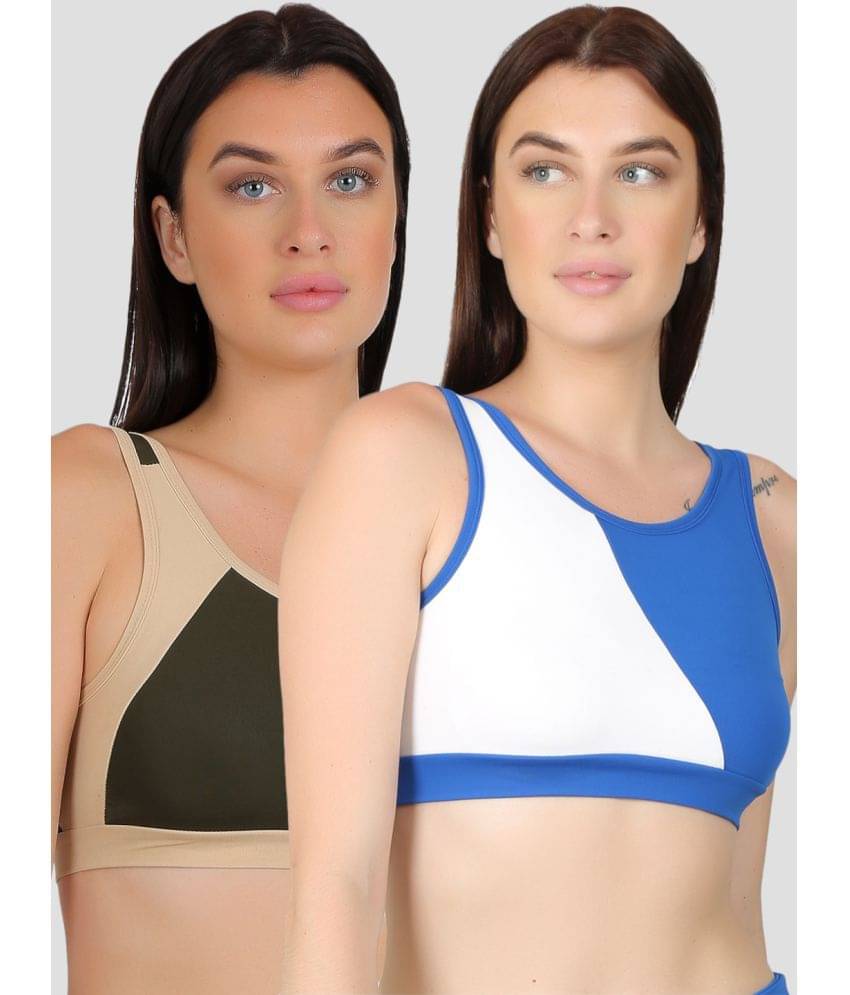     			N-Gal - Multi Polyester Non Padded Women's Sports Bra ( Pack of 2 )