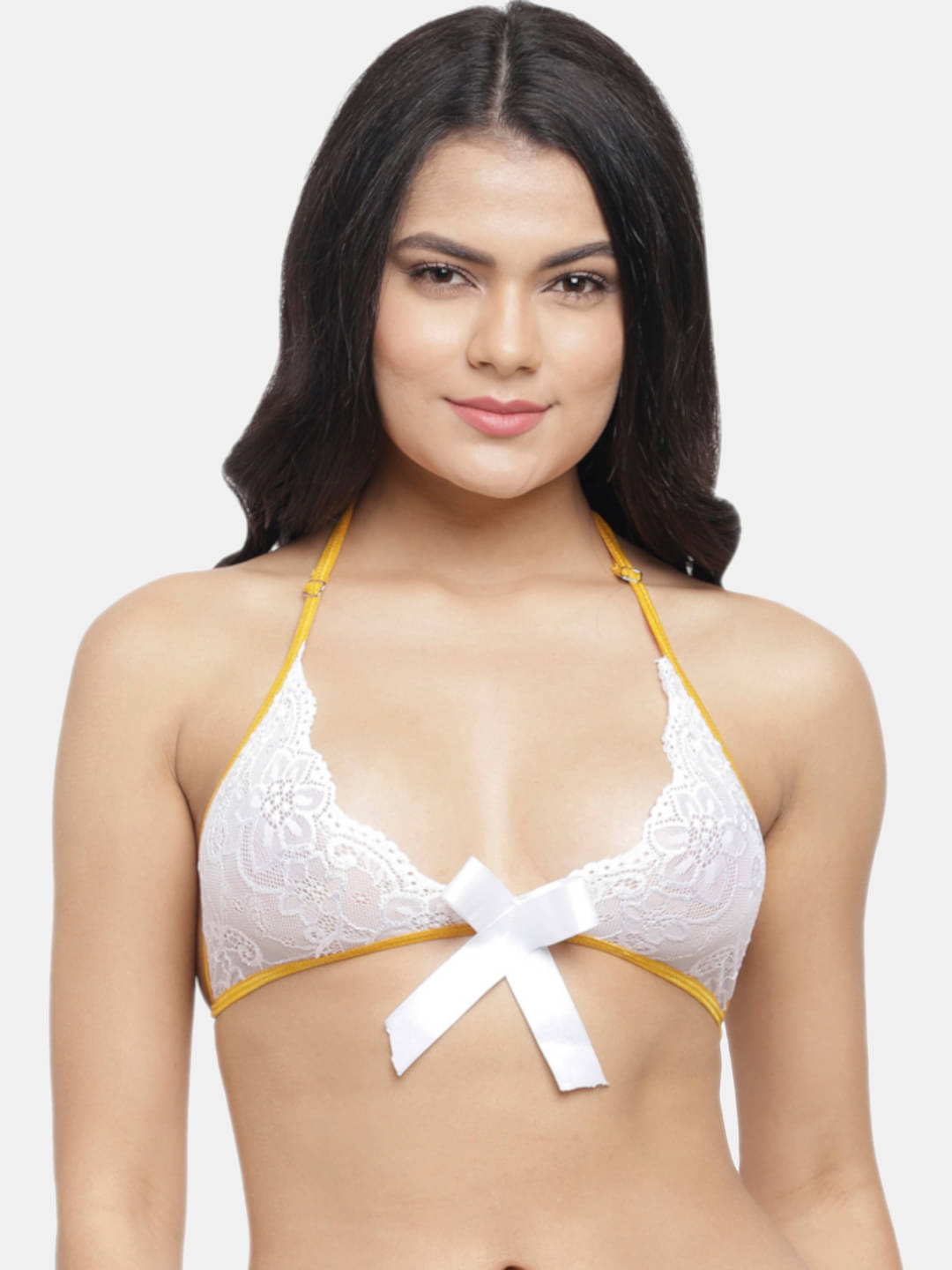     			N-Gal Nylon Non Padded Women's Bralette Bra ( White )