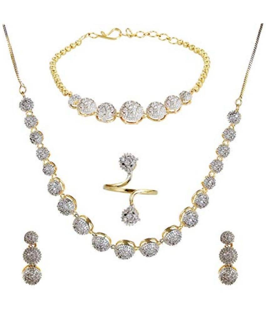 PUJVI - Silver Alloy Necklace Set ( Pack of 1 )
