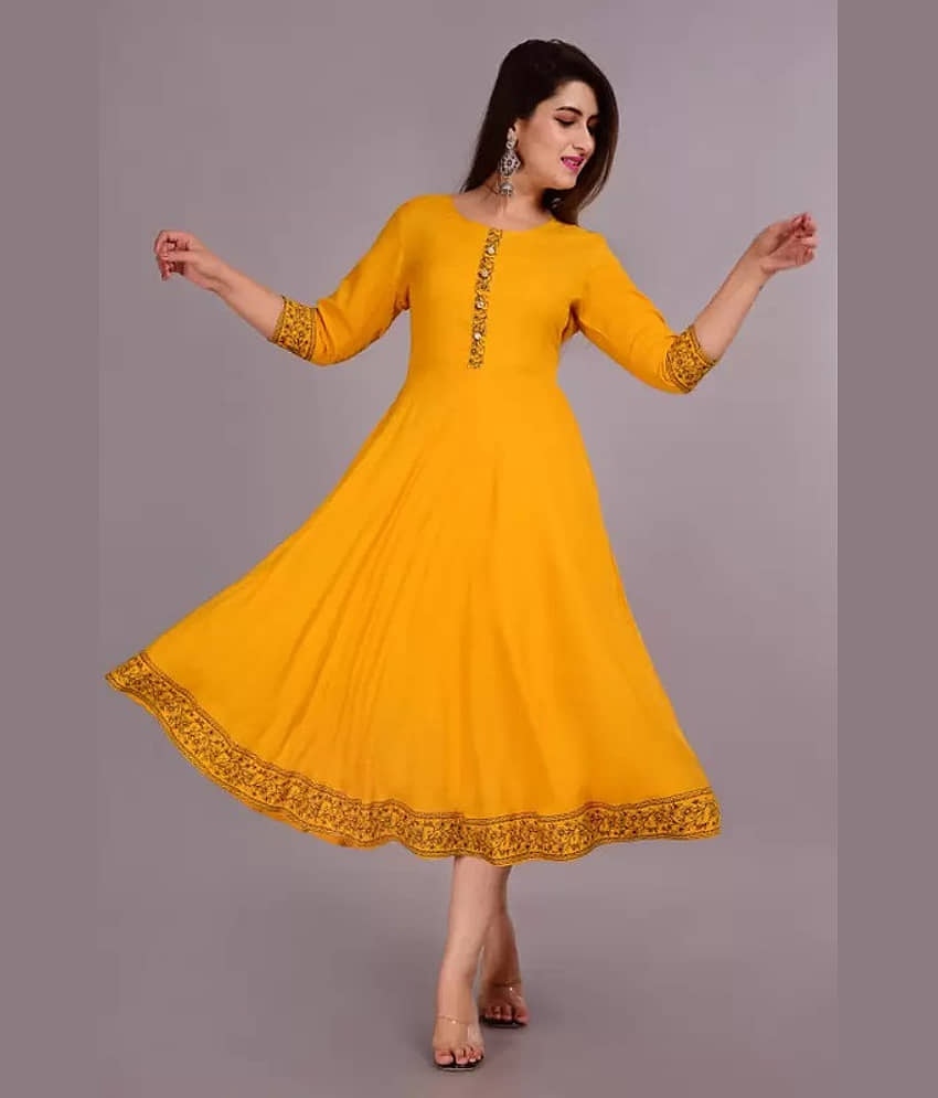 SIPET - Mint Green Rayon Women's Anarkali Kurti ( Pack of 1 ) - Kurtis, Tunics | Buy online on ZillyBuy