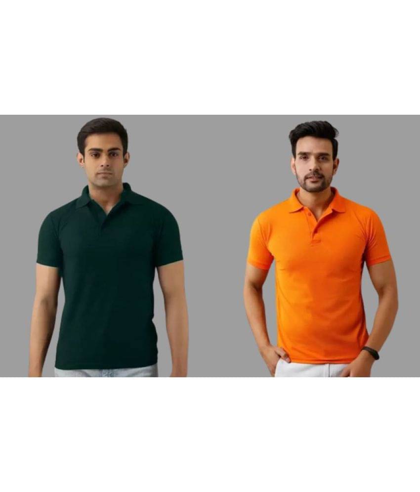 SKYRISE Pack of 2 Cotton Blend Slim Fit Solid Half Sleeves Men's Polo T Shirt ( Multicolor )     			SKYRISE Pack of 2 Cotton Blend Slim Fit Solid Half Sleeves Men's Polo T Shirt ( Multicolor )