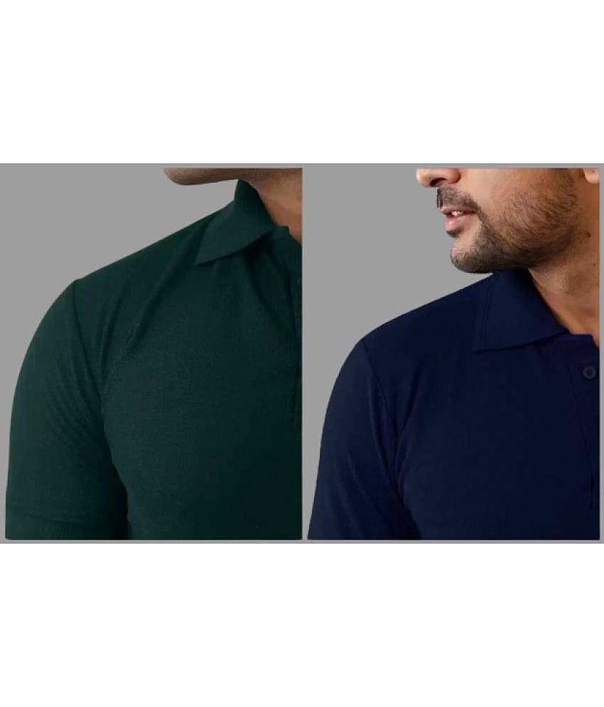 SKYRISE Pack of 2 Cotton Blend Slim Fit Solid Half Sleeves Men's Polo T Shirt ( Multicolor )