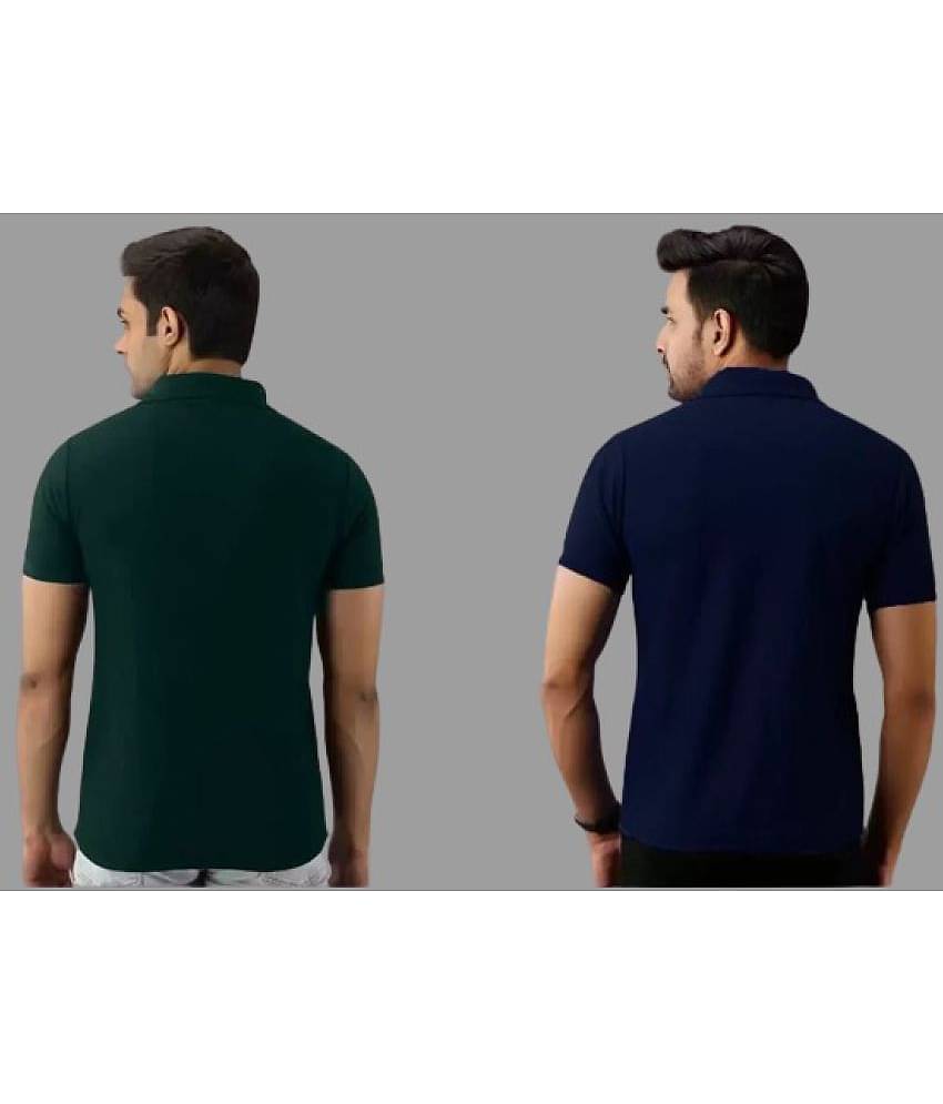 SKYRISE Pack of 2 Cotton Blend Slim Fit Solid Half Sleeves Men's Polo T Shirt ( Multicolor )