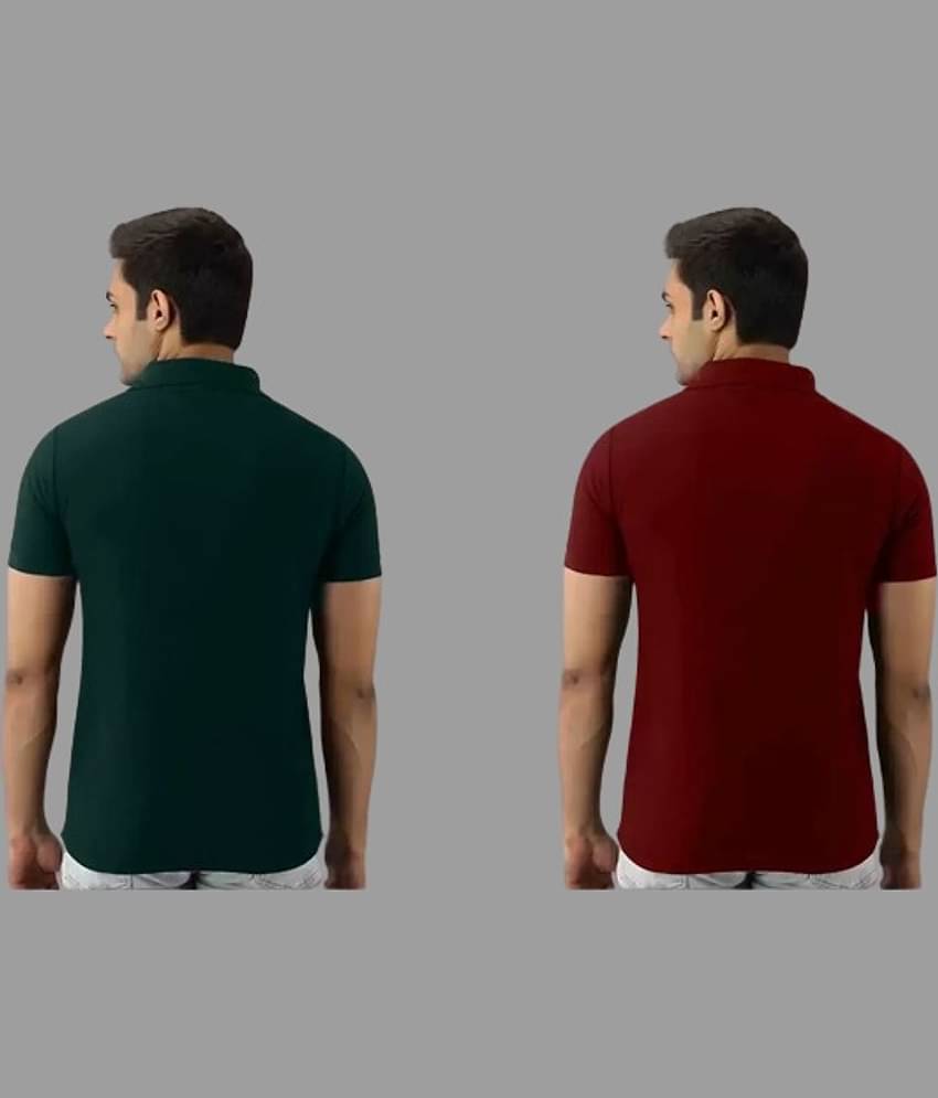 SKYRISE Pack of 2 Cotton Blend Slim Fit Solid Half Sleeves Men's Polo T Shirt ( Multicolor )