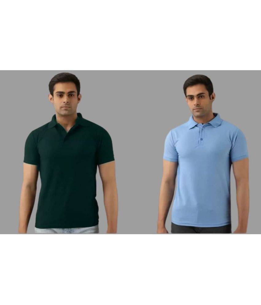 SKYRISE Pack of 2 Cotton Blend Slim Fit Solid Half Sleeves Men's Polo T Shirt ( Multicolor ) SKYRISE Pack of 2 Cotton Blend Slim Fit Solid Half Sleeves Men's Polo T Shirt ( Multicolor )
