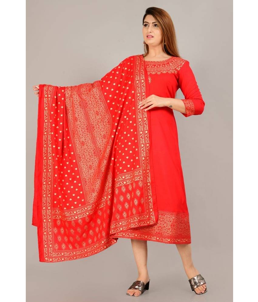 Smien - Red Rayon Women's Anarkali Kurti ( Pack of 1 ) Smien - Red Rayon Women's Anarkali Kurti ( Pack of 1 )