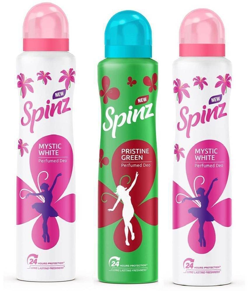 Spinz - 1 PRISTINE GREEN 2 MYSTIC DEO.150 ML. Deodorant Spray for Women 450 ml ( Pack of 3 ) Spinz - 1 PRISTINE GREEN 2 MYSTIC DEO.150 ML. Deodorant Spray for Women 450 ml ( Pack of 3 )