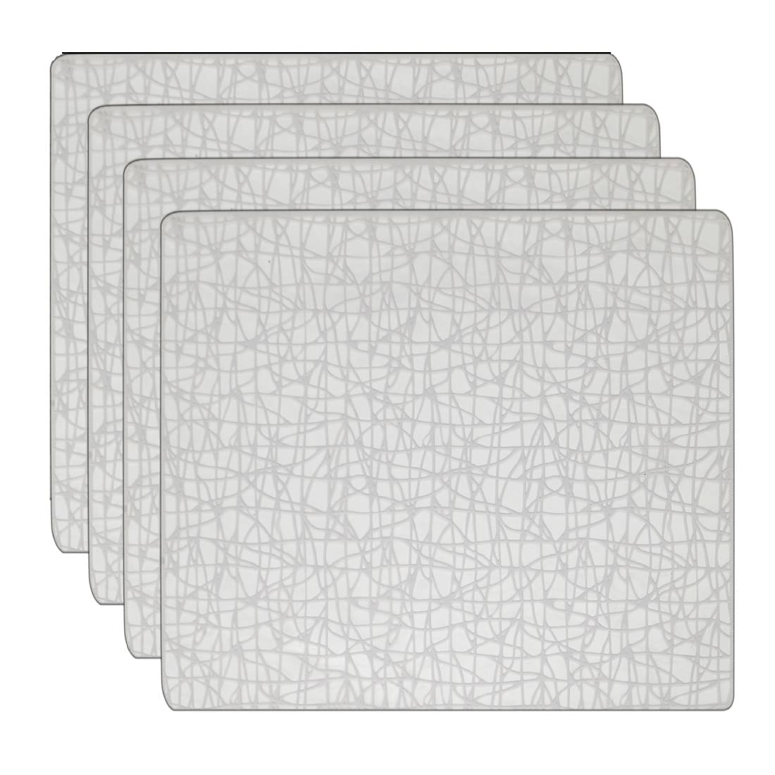     			WINNER - White Abstract PVC 4 Seater Table Mats ( Pack of 4 )