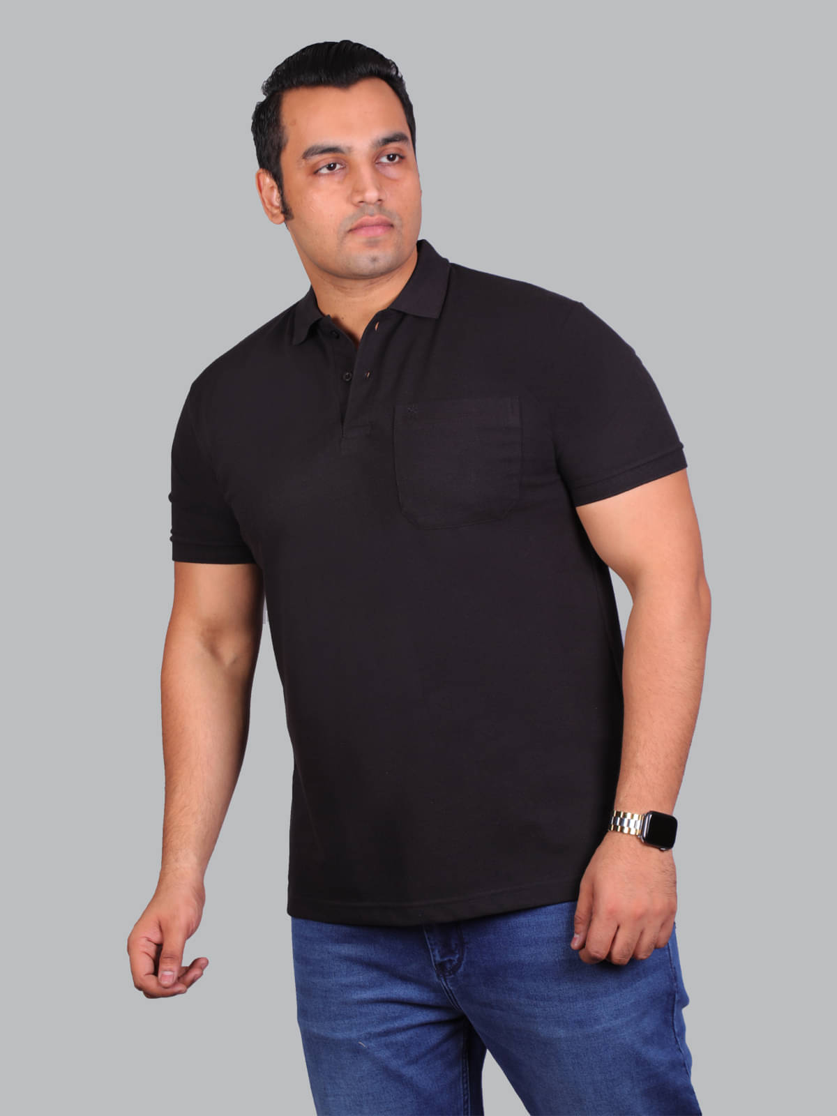     			Xmex Pack of 1 Cotton Blend Regular Fit Solid Half Sleeves Men's Polo T Shirt ( Black )
