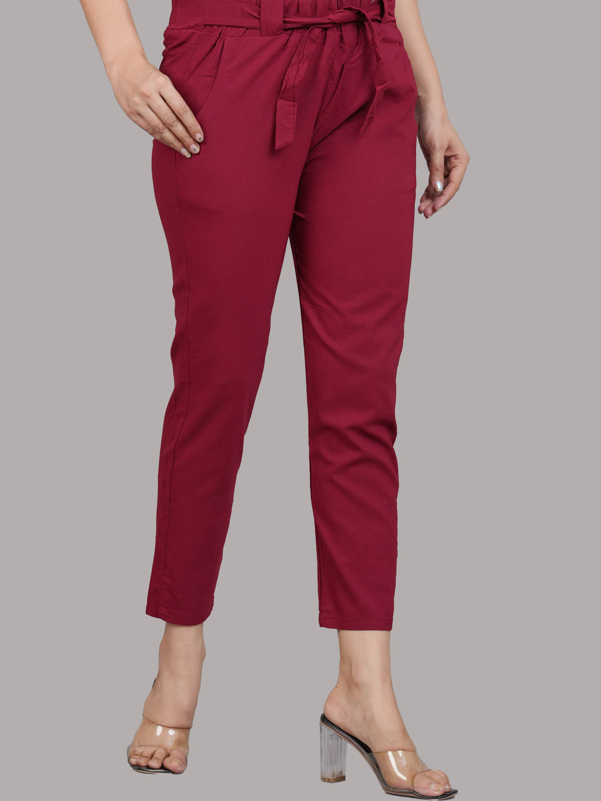     			Yash Gallery - Maroon Lycra Regular Women's Casual Pants ( Pack of 1 )