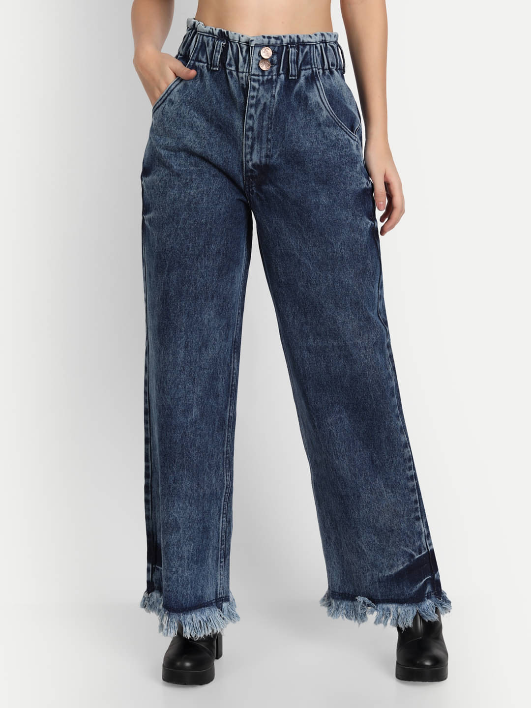     			AngelFab - Blue Denim Wide Leg Women's Jeans ( Pack of 1 )