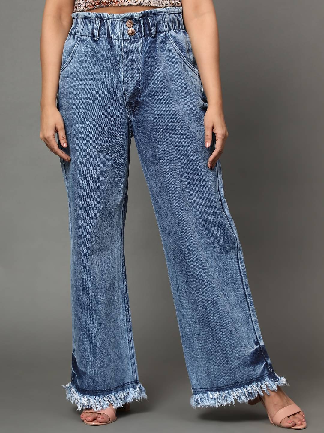     			AngelFab - Light Blue Denim Wide Leg Women's Jeans ( Pack of 1 )