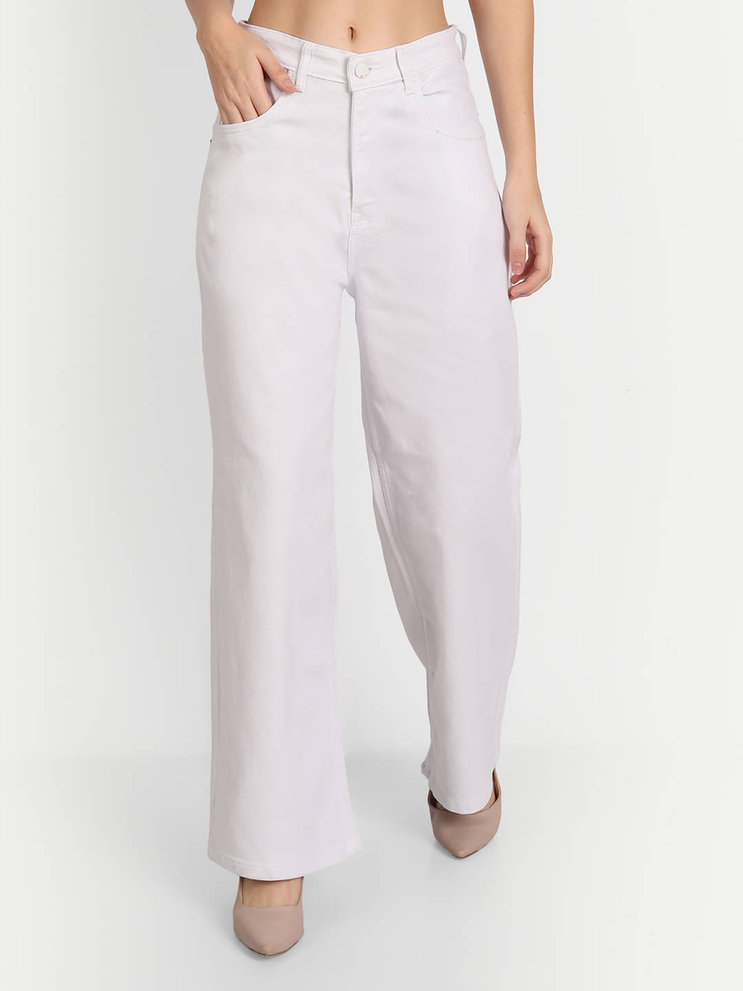 AngelFab - White Denim Flared Women's Jeans ( Pack of 1 ) AngelFab - White Denim Flared Women's Jeans ( Pack of 1 )