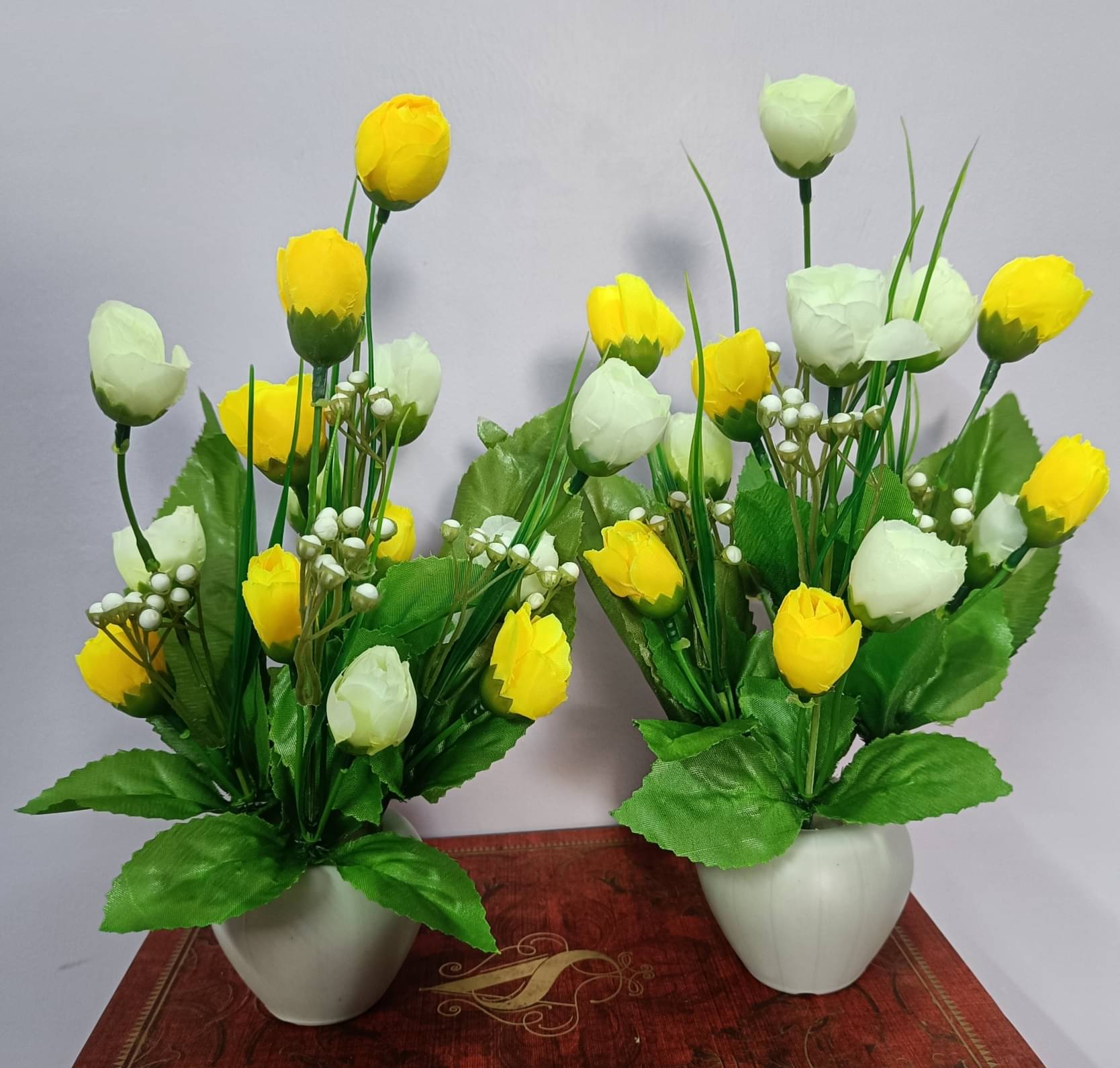     			BAARIG - Yellow Rose Artificial Flower ( Pack of 2 )