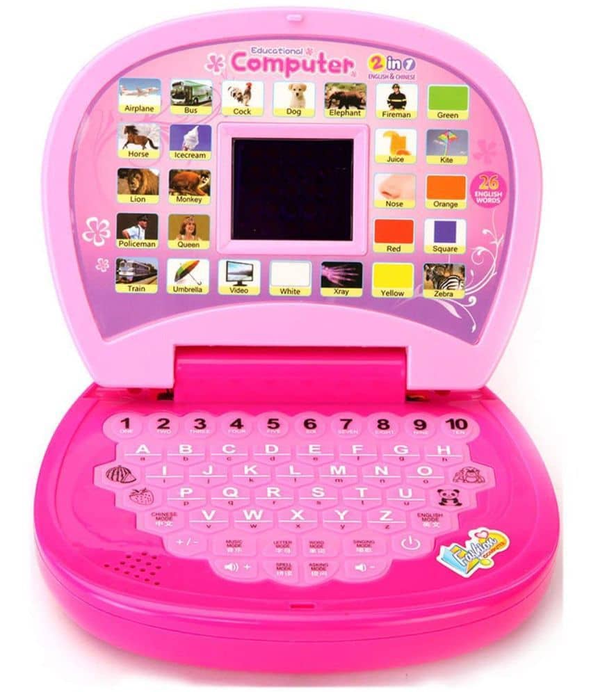 Kidsaholic Educational Learning Laptop for Kids with LED Display, Alphabet ABC and 123 Number Learning Computer for Kids (Laptop Pink)