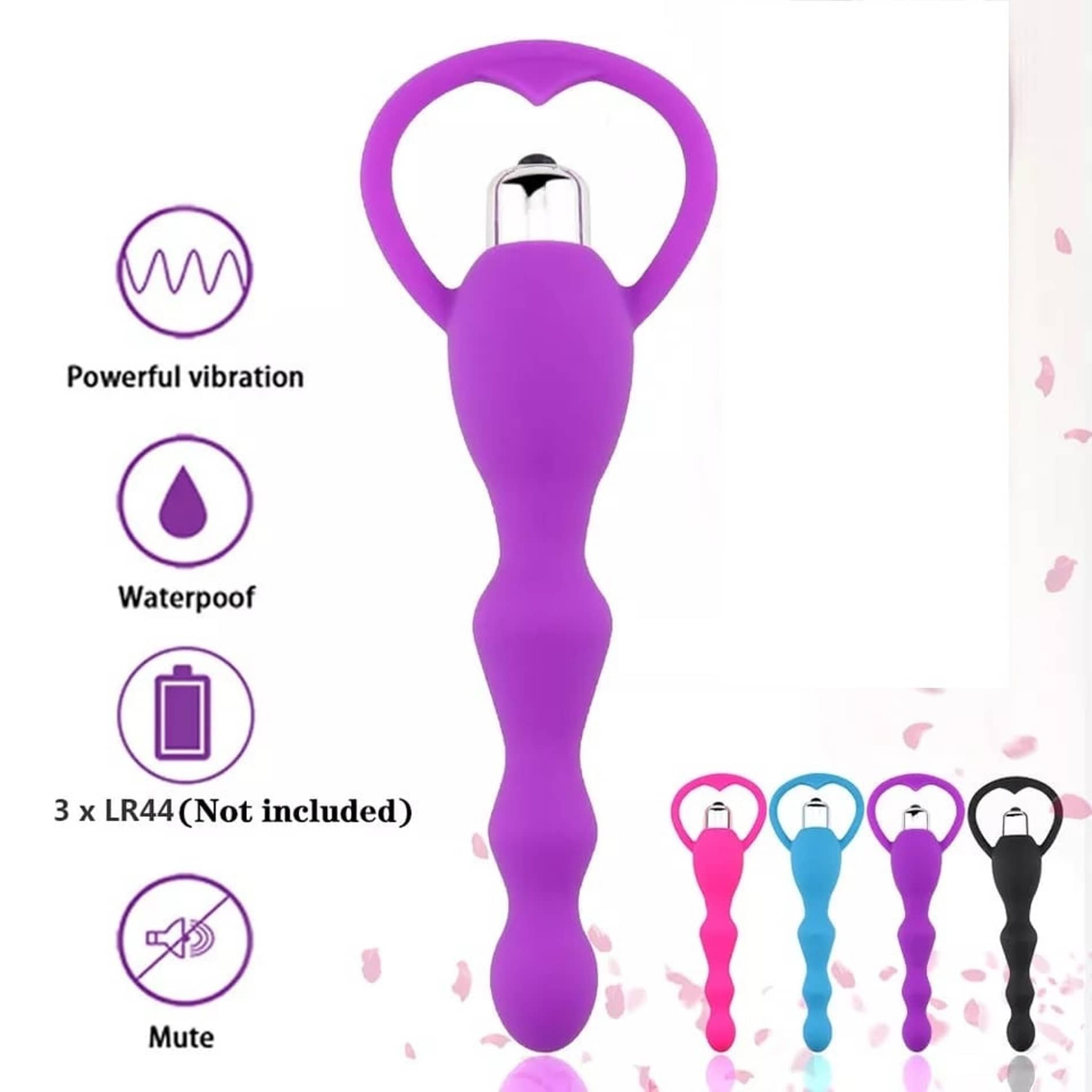 Vibrating Anal Beads - Flexible Silicone Anal Sex Toy Bulet Vibrator for Men, Women and Couples By KAMAHOUSE
