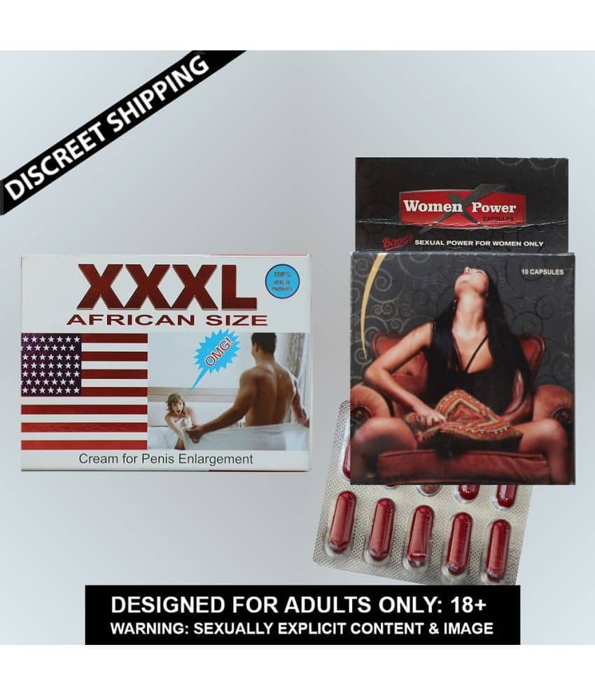 Combo XXXL African Size Cream For Penis Enlargement & Dr Chopra WomenX Power ( For Women Satisfaction) Capsules