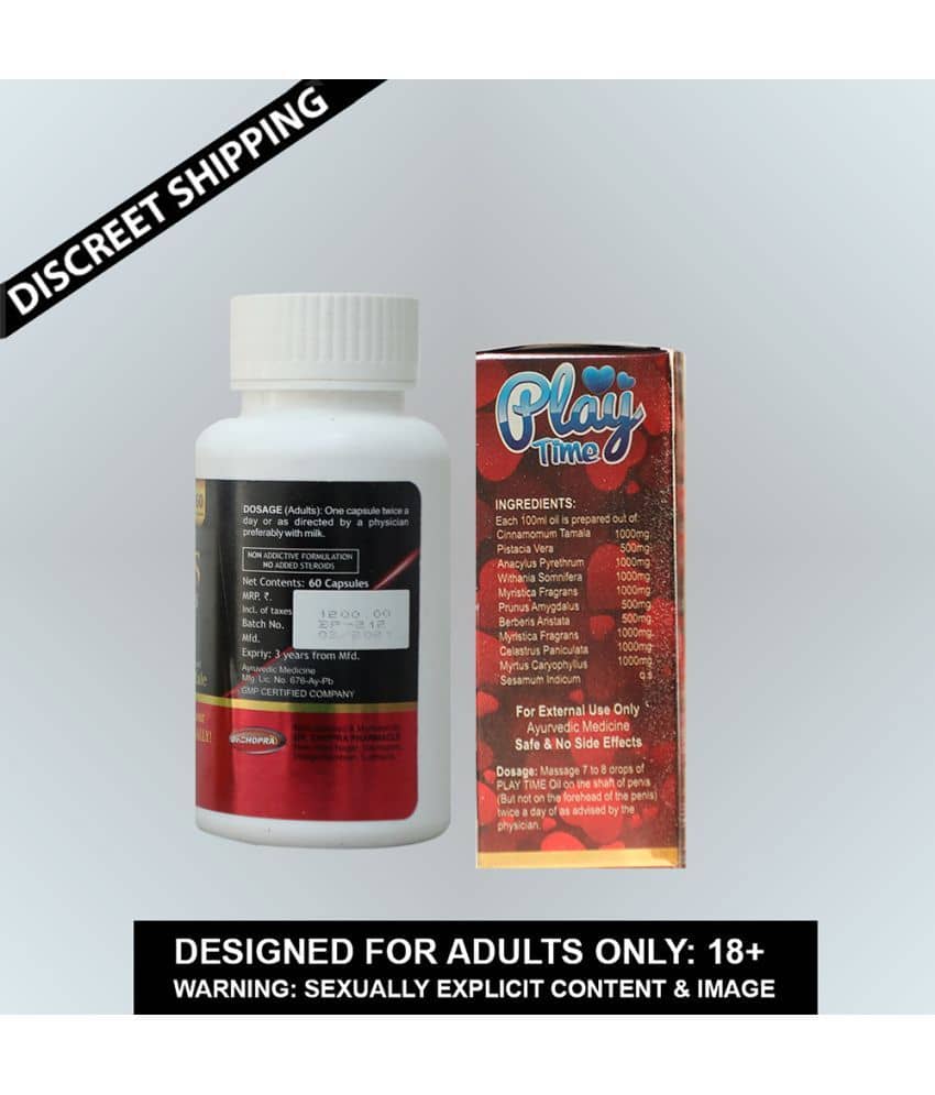 Dr Chopra Herbal Play Time Massage oil For men Combo Big Penis Capsule African Size 60 for men Penis BY KamYog