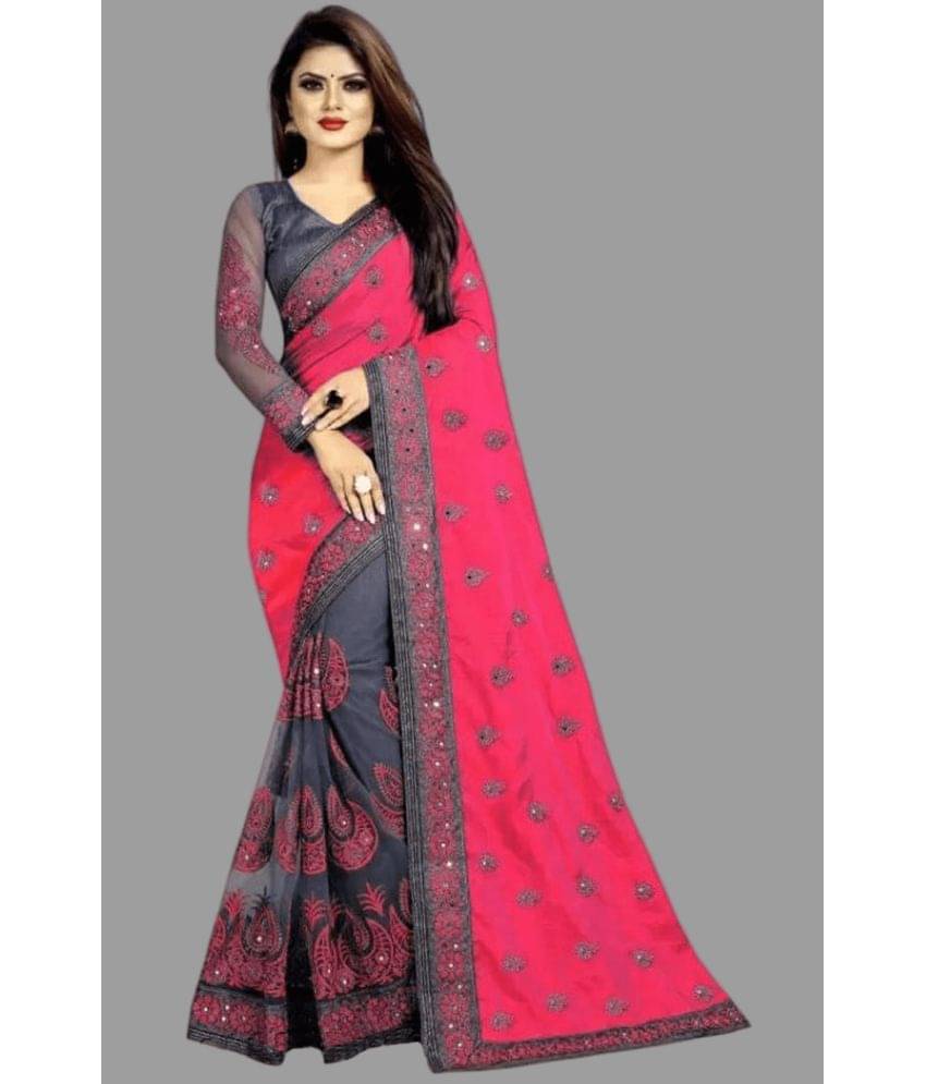 JULEE Art Silk Embroidered Saree With Unstitched Blouse Piece ( Pink ) JULEE Art Silk Embroidered Saree With Unstitched Blouse Piece ( Pink )