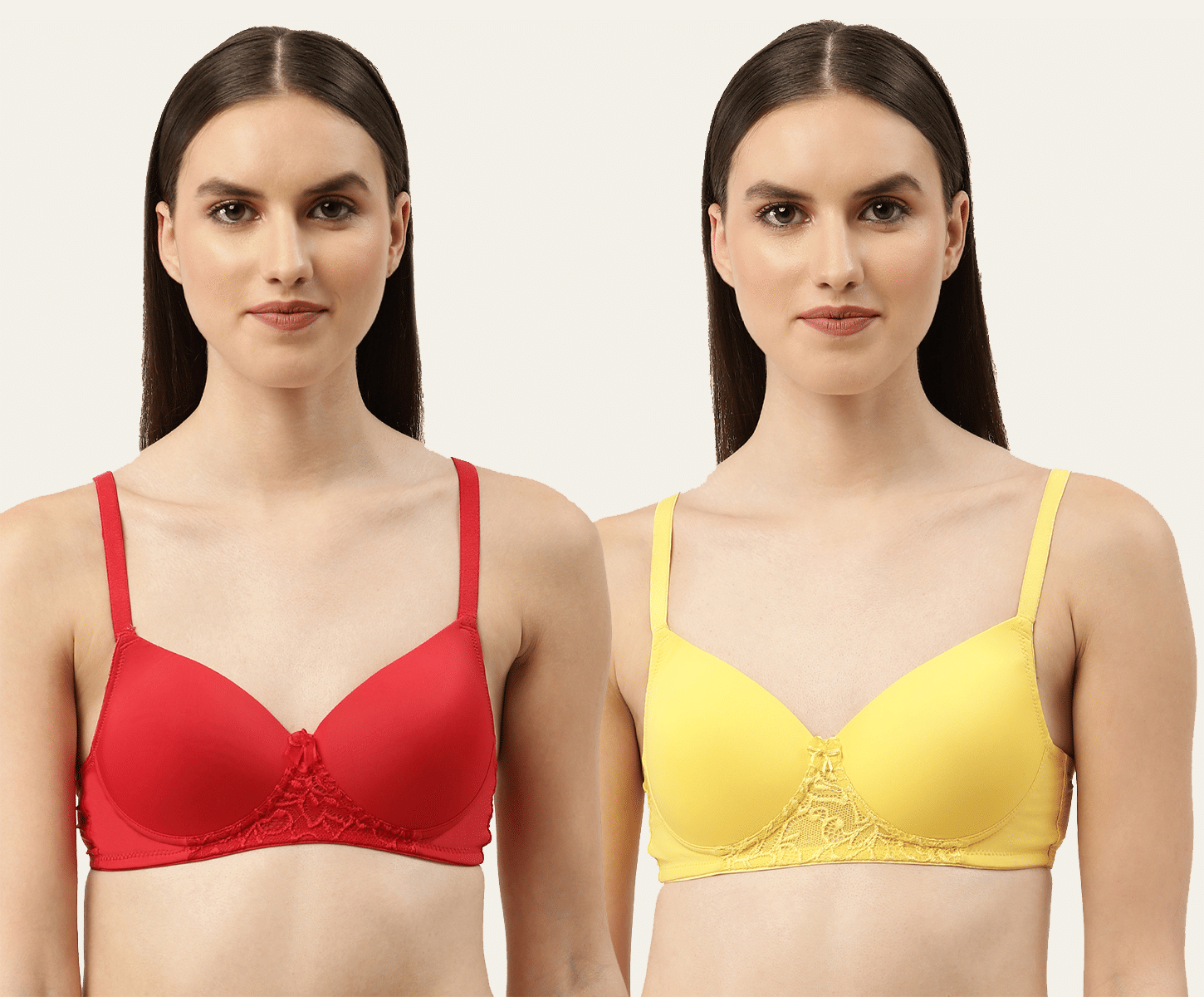 Leading Lady Pack of 2 Polyester Lightly Padded Women's T-Shirt Bra ( Yellow ) Leading Lady Pack of 2 Polyester Lightly Padded Women's T-Shirt Bra ( Yellow )