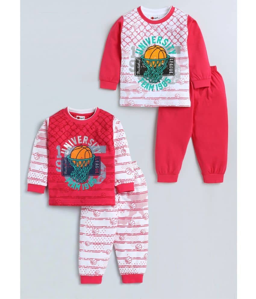 Mars Infiniti Pack of 2 Baby Boys Cotton Blend T-Shirt & Trouser ( Pink )
