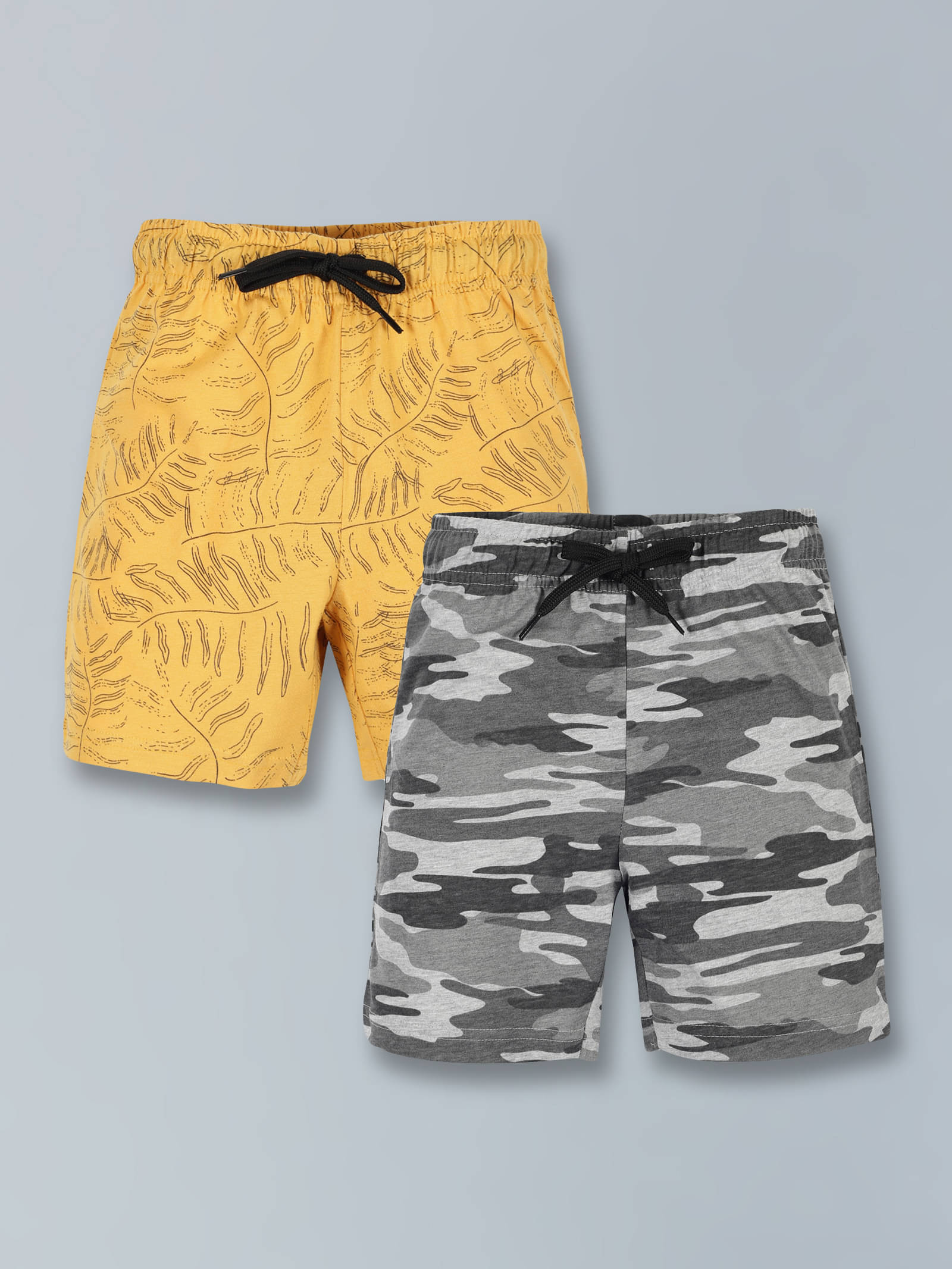     			PLUM TREE Pack of 2 Cotton Blend Shorts For Boys ( Yellow )